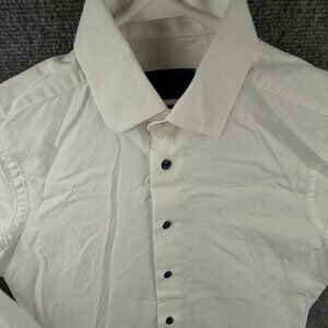 David Donahue Trim Fit 15 32/33 White Button Up Shirt Long Sleeve Cotton Men